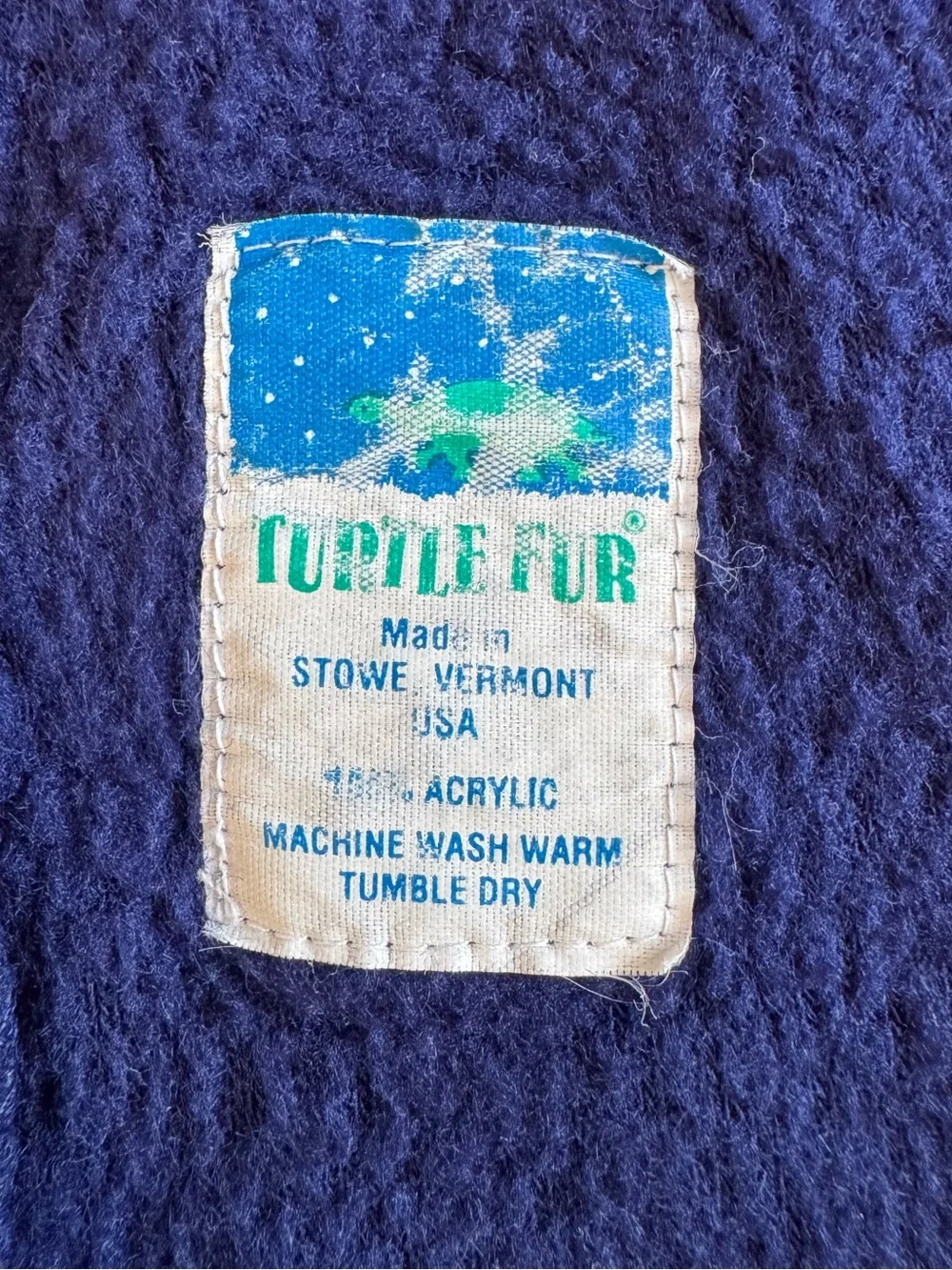 Turtle Fur Vintage Fleece Neck Gaiter Warmer Navy Blue One Size Made USA
